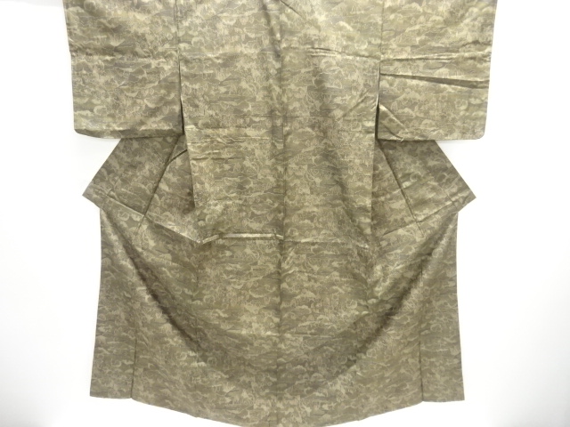 JAPANESE KIMONO / UNUSED NISHIJIN OMESHI / WOVEN HOUSE & TREE SCENERY